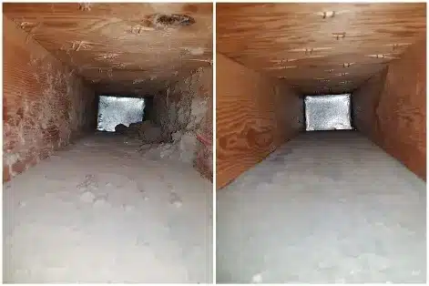 Before and afetr picture of air duct