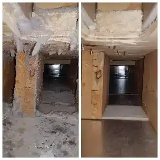 Before and After of duct cleaning
