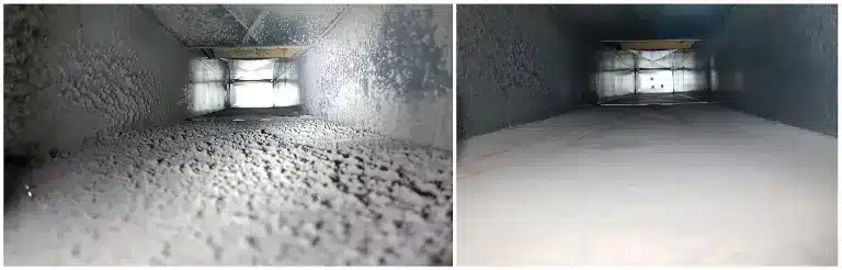 Before and after picture of Air duct cleaning