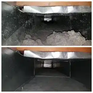 Before and After air duct cleaning